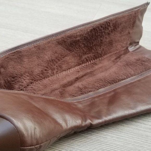 Brown Quilt Knee High Platform Boots - Picture 5 of 11